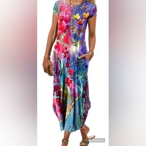 NWOT Maxi Dress Casual Floral with Pockets